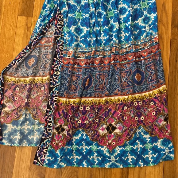 NWT Hale Bob Women’s Multicolored Maxi Dress With Leg Slits Size M - Picture 2 of 9